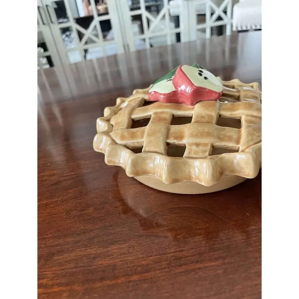Vintage Ceramic Apple Pie Potpourri Keeper Lattice Lid Country Cottagecore Decor